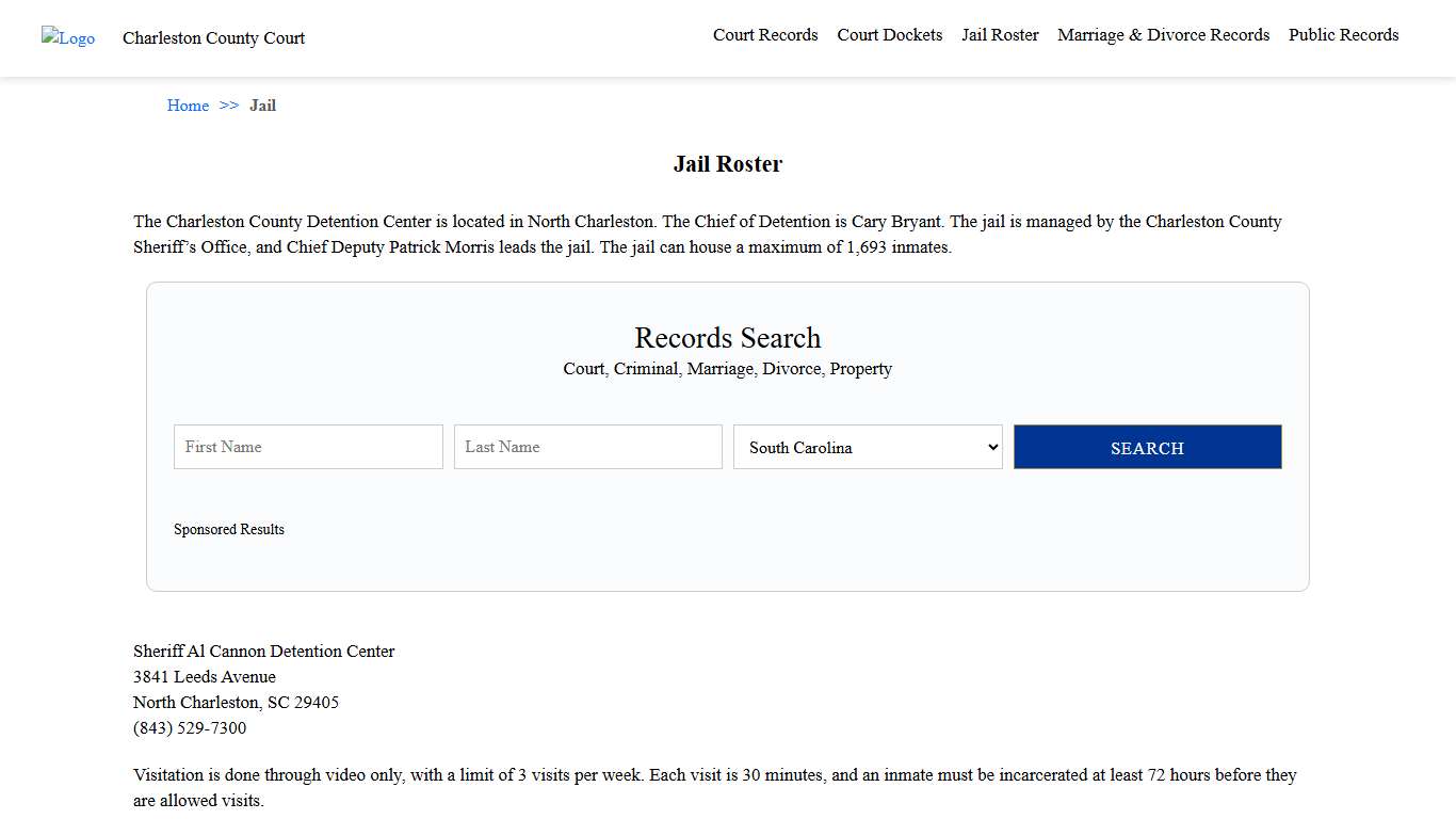 Jail Roster | Charleston County Court
